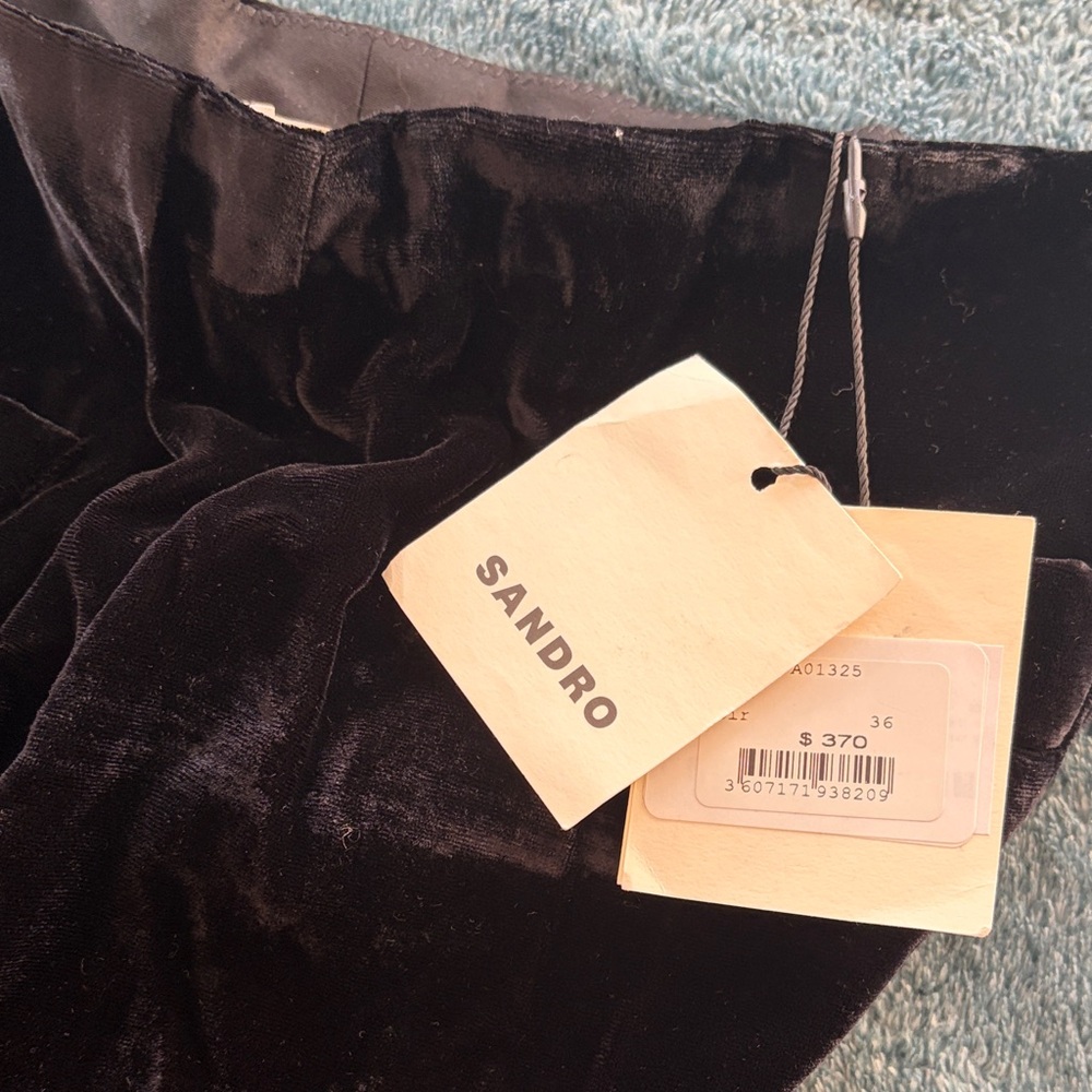 Sandro Black Wide-Leg Velvet Pants - Picture 3 of 5